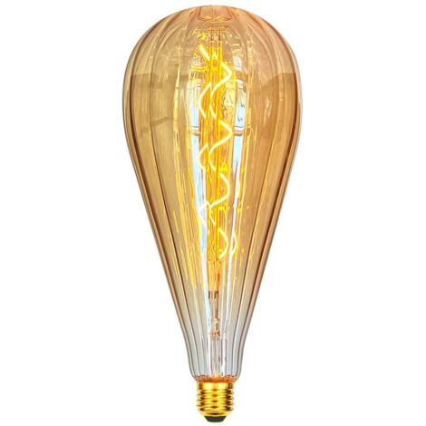 Ampoule filament LED ST125 4W Dimmable 2200K E27, Ampoule Globe Goutte de Pluie Vintage décorative en verre ambré - Digilamp