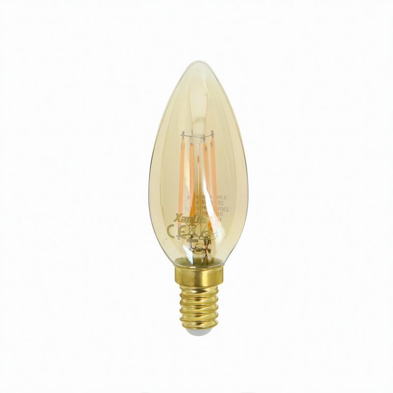 Xanlite - Ampoule led Flamme / Vintage au verre ambré, culot E14, 4W cons. (30W eq.), 350 lumens, lumière blanc chaud