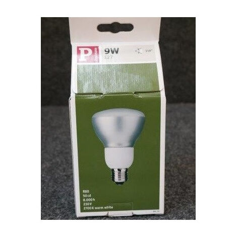 Ampoule fluocompacte 9W chaud 2700K à réflecteur R80 Ø 80x115mm culot E27 230V PAULMANN