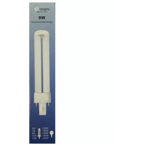 Ampoule basse consommation G23 9W 525lm YDN9U – Longueur 165mm – Économie d'énergie 80% – Tension 230V – Energetic Lighting