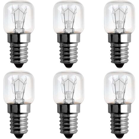Ampoule Four 15W 300 Degres E14 Dimmable, AC220V-240V, Ampoule Incandescence E14 T22, 85LM Blanc Chaud 2300K, E14 Petit Culot à Vis Pygmy Lamps Pour Micro-ondes, Four, Lampe à sel, 6 Unité