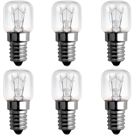 Ampoule Four 15W 300 Degres E14 Dimmable, AC220V-240V, Ampoule Incandescence E14 T22, 85LM Blanc Chaud 2300K, E14 Petit Culot à Vis Pygmy Lamps Pour Micro-ondes, Four, Lampe à sel, 6 Unité