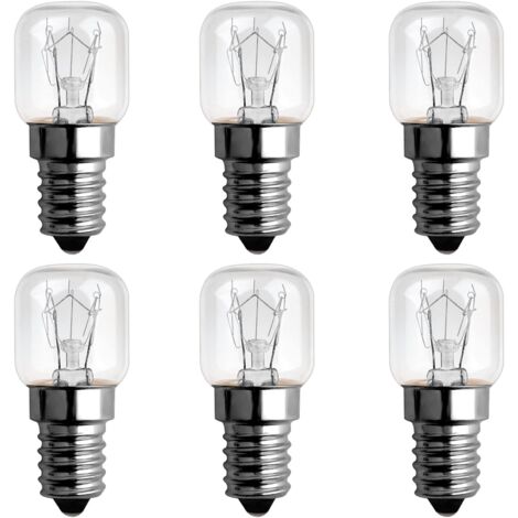 Ampoule Four 25W 300 Degres E14 Dimmable, AC220V-240V, Ampoule Incandescence E14 T22, 120LM Blanc Chaud 2300K, E14 Petit Culot à Vis Pygmy Lamps pour Micro-ondes, Four, Lampe à sel, 6 Unité