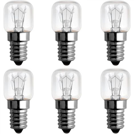 Ampoule Four 25W 300 Degres E14 Dimmable, AC220V-240V, Ampoule Incandescence E14 T22, 120LM Blanc Chaud 2300K, E14 Petit Culot à Vis Pygmy Lamps pour Micro-ondes, Four, Lampe à sel, 6 Unité