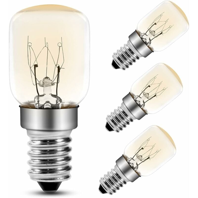 Jusch - Ampoule Four 25W,E14 T25 Ampoule Incandescence 2200K Blanc Chaud, 300 Degres Ampoules Pygmées Pour Four, Micro-ondes, Lampe De Sel, Lot de 4