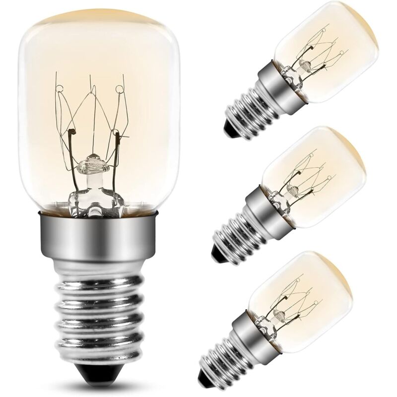 Ampoule Four 25W,E14 T25 Ampoule Incandescence 2200K Blanc Chaud, 300 Degres Ampoules Pygmées Pour Four, Micro-ondes, Lampe De Sel, Lot de 4