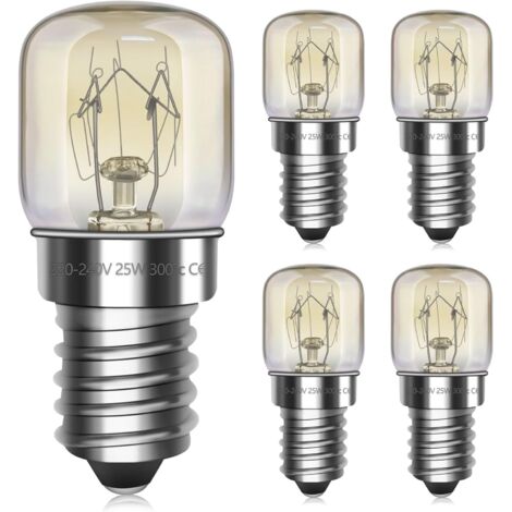 Ampoule Four E14 25W - Lot de 5 - Verre Résistant 300°C - Dimmable 2700K - Micro-onde Frigo