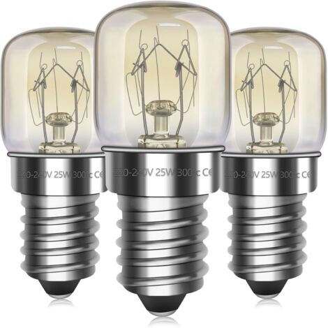 Ampoule Four E14 - Lot de 3 - Verre T22 - Résistant 300° - Dimmable - Four Micro-onde Frigo - 50x22mm