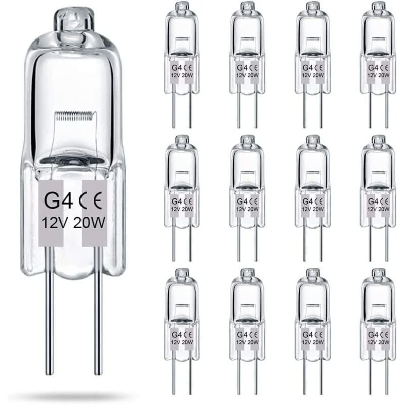 Aimoonsa – Ampoule halogène G4 12V 20W – 2700K blanc chaud – 280 lumens – Dimmable – Pour lustres et éclairages décoratifs (12 pack) - 12pack