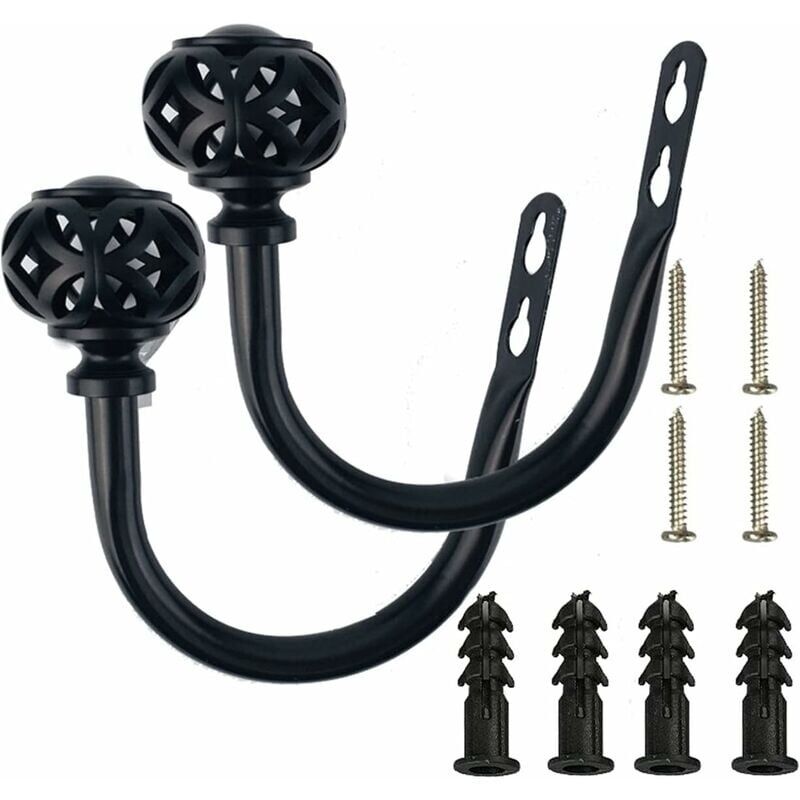 Lot de 2 embrasses à rideaux en forme de U - Décoration d'intérieur - Multifonctions - En fer forgé - Noir-LIAIKI
