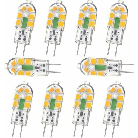 Ampoule G4, Ampoule G4 LED 2W 200LM, Équivalent 20W G4 Ampoule Halogène, Blanc Chaud 3000K, AC/DC 12V, Sans Scintillement, Non Dimmable, Lot de 10,