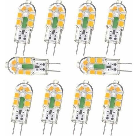 Ampoule G4, Ampoule G4 LED 2W 200LM, Équivalent 20W G4 Ampoule Halogène, Blanc Chaud 3000K, AC/DC 12V, Sans Scintillement, Non Dimmable, Lot de 10,DEBUNS