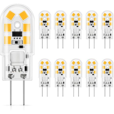 Ampoule G4 LED 12V, 1.5W équivalent à 15-20W halogène, Blanc chaud 3000K, 160lm, G4 LED ampoule d'éclairage, Parfait pour hotte de cuisine et lustre, Non dimmable, 10 Pièces