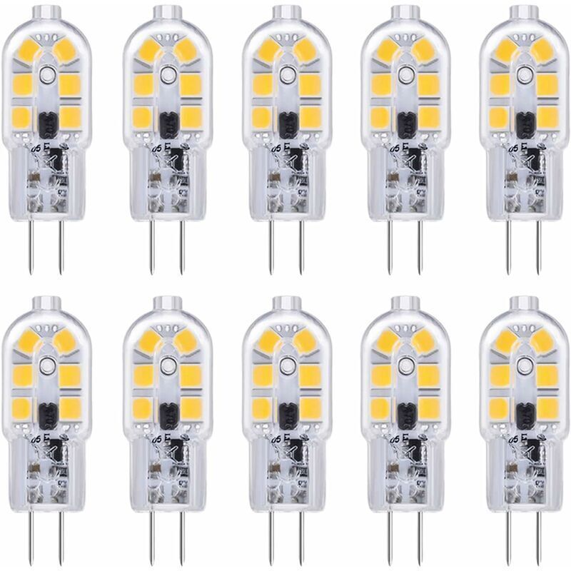 Ampoule G4 LED 12V 2W Blanc Froid 6000K, 200LM, Équivalent Halogène G4 Bi-pin 10W 20W, LED Lampe G4 12V AC/DC pour Camping Car/Hotte Cuisine,
