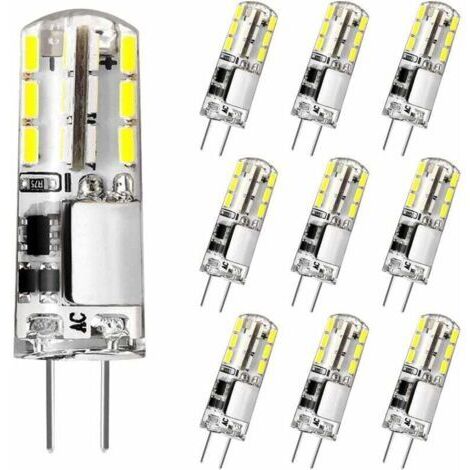 Ampoule G4 LED, 12V 2W Équivalent 20W Ampoule Halogène, Blanc Froid 6000K, 180LM, Sans Scintillement, Ampoule à Économie D'énergie pour Lustre de Hotte Aspirante, Non Dimmable, Lot de 10 [Classe énerg