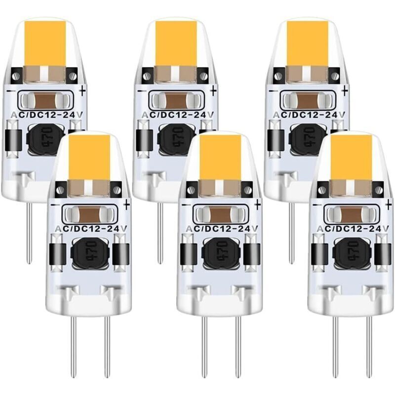 Ampoule G4 LED 2W, 6 Pièce 12V Ampoule G4 Blanc Chaud 3000K, Ampoule LED G4 Équivalent 15W G4 Ampoule Halogène, Ampoule Halogene LED 200LM, G4 LED