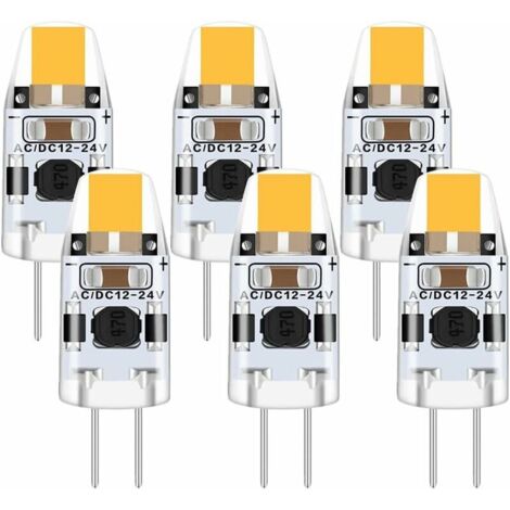 Ampoule G4 LED 2W, 6 Pièce 12V Ampoule G4 Blanc Chaud 3000K, Ampoule LED G4 Équivalent 15W G4 Ampoule Halogène, Ampoule Halogene LED 200LM, G4 LED Dimmable Rayon de 360° Pas de Scintillement