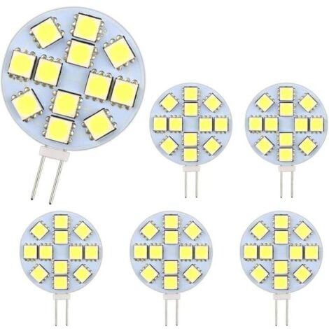 LIIYIELA Ampoule G4 LED 2W, AC/DC12-24V, 200LM Blanc Chaud 3000K, 12x 5050SMD, Équivalent Ampoule Halogène 20w, Non-Dimmable, G4 Ampoule Ronde LED pour Lumière d'armoire, Éclairage Encastré, Lot de 6