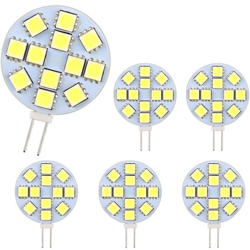Ampoule G4 LED 2W, AC/DC12-24V, 200LM Blanc Chaud 3000K, 12x 5050SMD, Équivalent Ampoule Halogène 20w, Non-Dimmable, G4 Ampoule Ronde LED pour