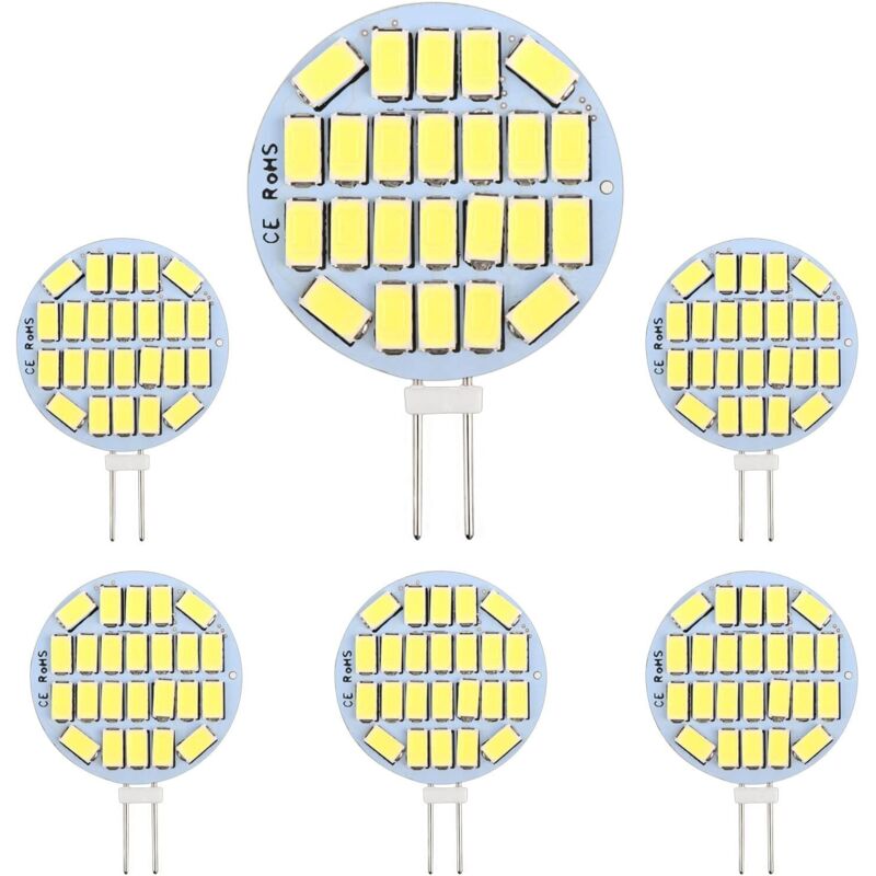 Ampoule G4 LED 3W, AC/DC12-24V, 300LM Blanc Froid 6000K, 24x5730 SMD, Équivalent Ampoule Halogène 30w, Non-Dimmable, G4 Ampoule Ronde LED pour