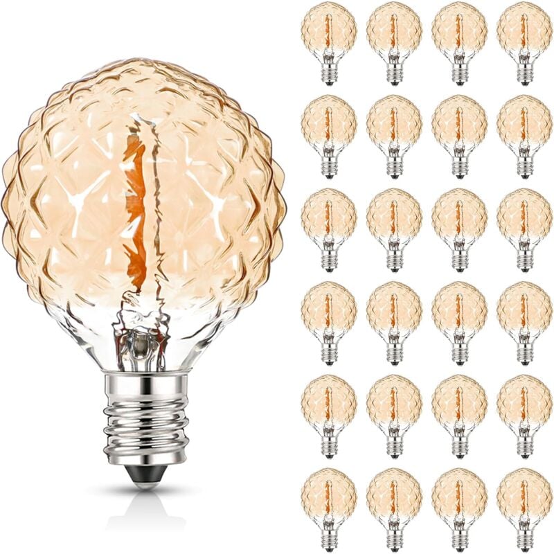 Ampoule G40 led E12 220V Edison Vintage 1W Globe équivalentes 10 watts Ampoules blanc chaud 2200K GuirlandeDécorative Jardin,diamant,25 pièces