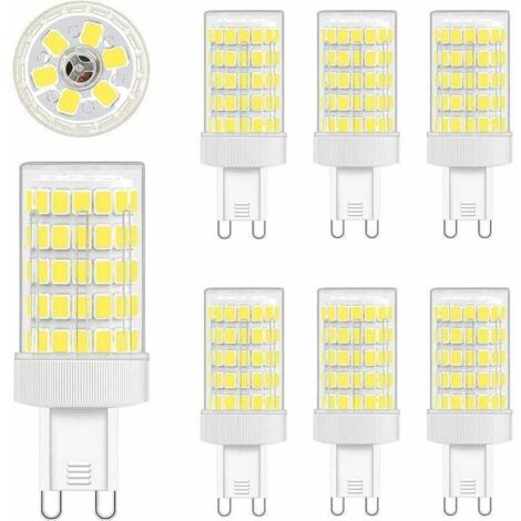Ampoule G9 - 10 W - 6000 K - 900 Lm - 220 V AC - Angle de faisceau 360° - Non graduable - Lot de 6