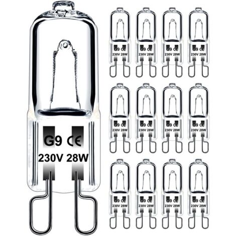 Ampoule G9 28W 230V Dimmable Blanc Chaud, Ampoule Halogène G9 Tolérance de 300°C, Ampoule Four G9 Pour Four Micro-ondes Cuisinière Plafonniers, Lot de 12 [Classe énergétique G]