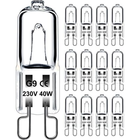 Ampoule G9 40W 230V Dimmable Blanc Chaud, Ampoule Halogène G9 Tolérance de 300°C, Ampoule Four G9 Pour Four Micro-ondes Cuisinière Plafonniers, Lot de 12