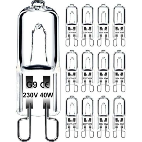 Ampoule G9 40W 230V Dimmable Blanc Chaud, Ampoule Halogène G9 Tolérance de 300°C, Ampoule Four G9 Pour Four Micro-ondes Cuisinière Plafonniers, Lot de 12