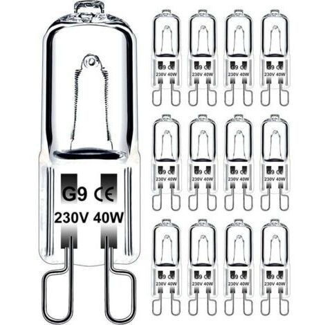 Ampoule G9 40W 230V Dimmable Blanc Chaud, Ampoule Halogène G9 Tolérance de 300°C, Ampoule Four G9 Pour Four Micro-ondes Cuisinière Plafonniers, Lot de 12