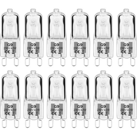Ampoule G9 42W 230V Dimmable Blanc Chaud, 230 V, 580 lm, 2800 K, sans scintillement Lot de 12 [Classe énergétique G]
