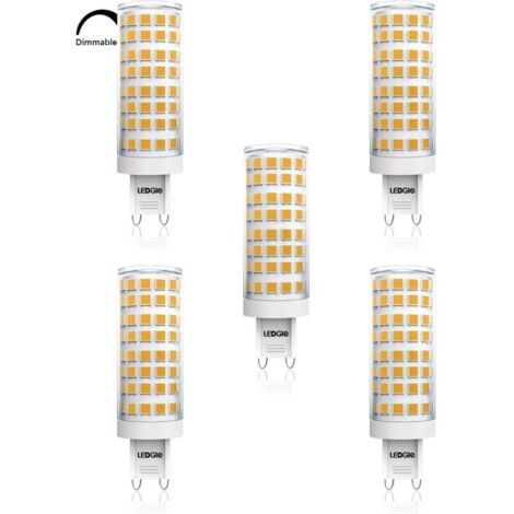 Ampoule G9, Ampoule LED avec Angle de Faisceau de 360°, AC 230V Ampoule G9 LED Pas de Scintillement, 10W Dimmable Ampoule LED Equivalent 100W Halogène Lampe pour Salon, Chambre, Bars, Lot de 5 [Classe