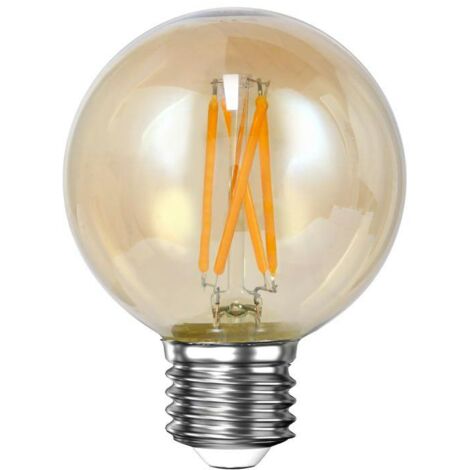 Ampoule globe 6 cm ambrée LED filament lumière chaude (E27)
