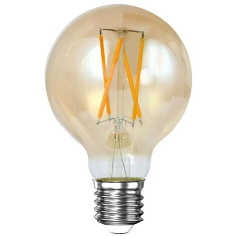 Ampoule globe 7 cm ambré LED filament lumière chaude (E27)