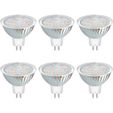 Ampoule GU5.3 LED 12V 3W Blanc Chaud 3000K 300LM, Ø50mm MR16, 120 Degrés, Équivalent GU5.3 20W Halogen, AC/DC 12V Spot LED GU5.3 pour Cuisine Armoire, Non-dimmable, lot de 6 [Classe énergétique F]