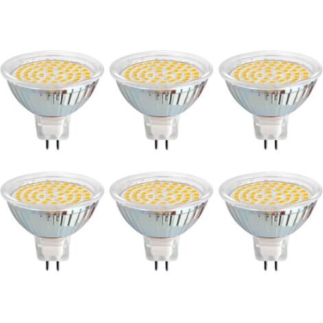 Ampoule GU5.3 LED 12V 3W Blanc Chaud 6000K, Ø50mm, Équivalent GU5.3 30W , 300LM, AC/DC 12V MR16 GU5.3 Spot LED Encastrable pour Jardin Extérieur/Entrée/Terrasse, Non-dimmable, lot de 6 [Classe énergét