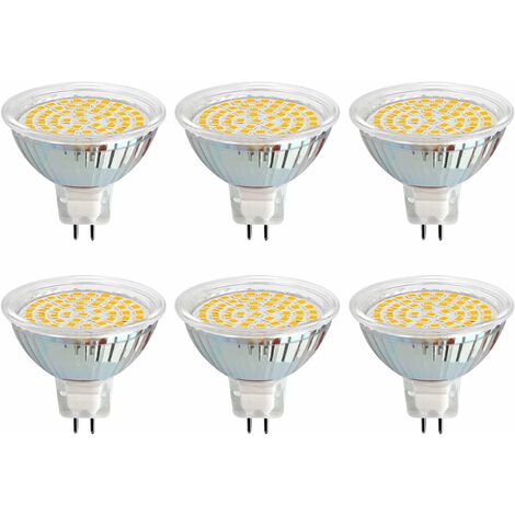 Ampoule GU5.3 LED 12V 3W Blanc Froid 6000K, Ø50mm, 120 Degrés, Équivalent GU5.3 30W, 500LM, AC/DC 12V, Spot LED MR16 GU5.3 pour Cuisine/Salle de Bain/Armoire, Non-dimmable, lot de 6