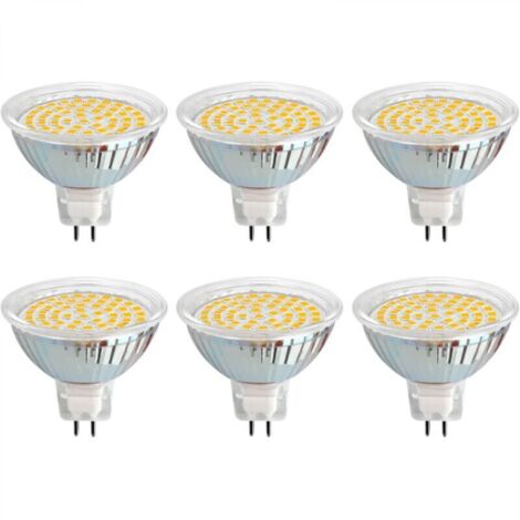 Ampoule GU5.3 LED 12V 5W Blanc Froid 6000K, Ø50mm, 120 Degrés, Équivalent GU5.3 35W 50W, 500LM, AC/DC 12V, Spot LED MR16 GU5.3 pour Cuisine/Salle de Bain/Armoire, Non-dimmable, lot de 6