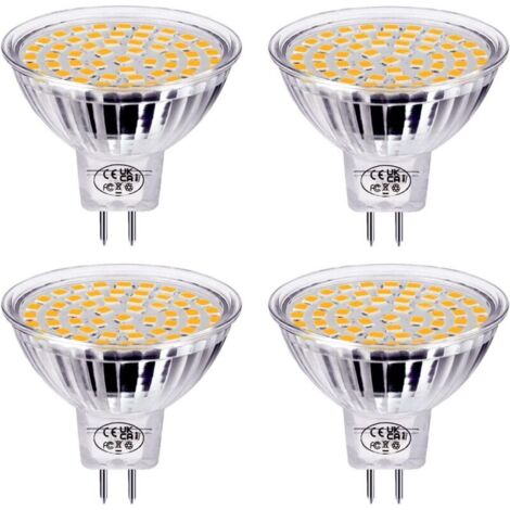 Ampoule GU5.3 LED,5W Equivalent à 40W Halogène Lampe,Blanc Chaud MR16 Spot AC/DC 12V,120 ° Faisceau Non-Dimmable,Lot de 4 [Classe énergétique E]