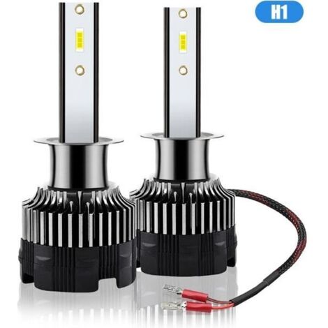 Ampoule H1 Led, 120W 20000LM 6500K très brillant blanc CSP LED kit de conversion de phare, IP67 étanche, plug and play,pack de 2