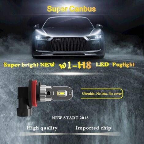 Ampoule H11 h8 H9 H16 LED Feux d'antibrouillard, Pur Blanc 6000K, Erreur Free ODB 12W 1200lm LED Feux de Jour pour vehicule