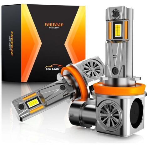 Ampoule H11 LED 32000LM, 100W 600% 6500K Lumière Blanche, 1:1 Halogène Mini Taille, 70000+ Heures De Vie, Plug and Play Installation Facile, 2 Pièces (H11/H8/H9)