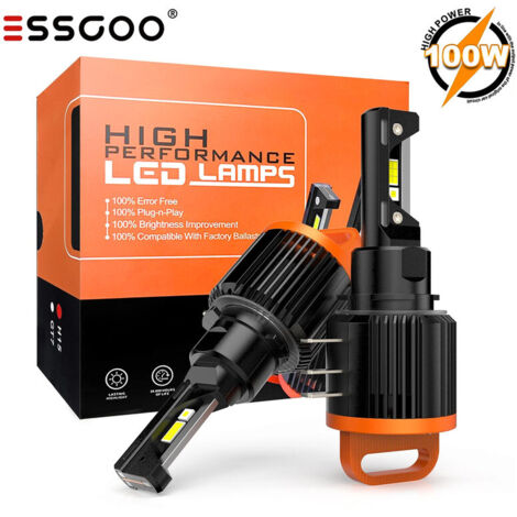 Ampoule H15 LED Anti Erreur Canbus 100W 12000LM 6500K Eclairage Feux de Route de Luminosité Blanc Xénon étanche Kit Ampoule, Lot de 2