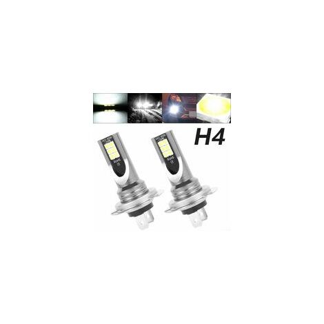 Ampoule H4 LED, 6000-6500K Blanc pour Voiture de 12V-24V Beam Kit d'ampoule Phare de Conversion. (2 Pcs)