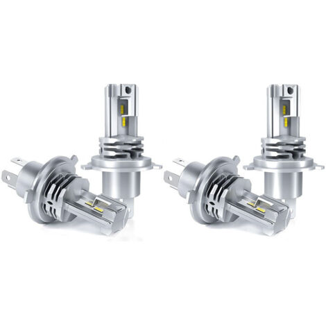 Ampoule H4 LED, 6500K Blanc pour Voiture de 12V-24V Hi/Lo Beam Kit d'ampoule Phare de Conversion. (4 Pcs)