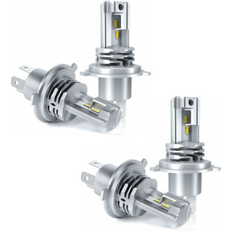 Ampoule H4 LED, 6500K Blanc pour Voiture de 12V-24V Hi/Lo Beam Kit d'ampoule Phare de Conversion. (4 Pcs)