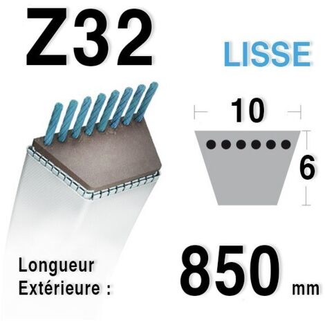 Courroie pour moteur thermique 858mm – Largeur 10mm – Épaisseur 6mm – Compatible tondeuses CASTELGARDEN, HONDA, STIGA – Z32