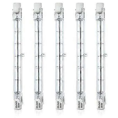 Ampoule halogène crayon R7S 118 mm 300 W à intensité variable, AC220-240 V, 5900 lm, culot J118, projecteur halogène linéaire pour éclairage paysager, de sécurité et public (lot de 5).