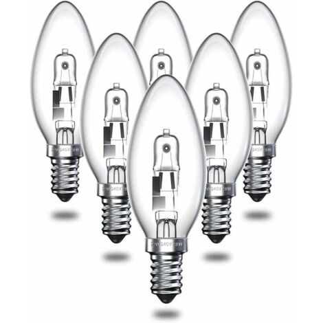 Ampoule halogène d'origine 28 W, culot E14, ampoule halogène SES C35, petite ampoule spirale style Edison, lampe halogène rétro - blanc chaud 2700 K - 310 lm - dimmable - lot de 6