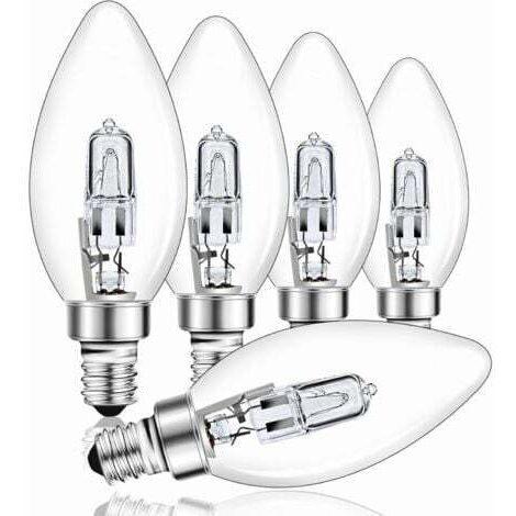 Ampoule halogène E14 42 W à intensité variable, ampoule halogène C35 transparente, blanc chaud 2700 K, ampoule à vis E14 pour lampe suspendue, applique murale, lampe de table, 650 lm, lot de 5 [niveau